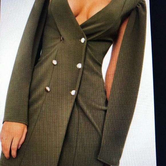 PrettyLittleThing Dresses & Skirts - Khaki Button cape blazer dress
